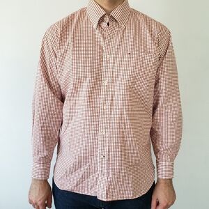 Tommy Hilfiger Mens Gingham Button Down Shirt Business Casual SZ L 16.5